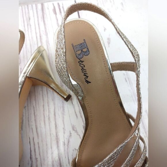 Brown's Formal Silver Gold High Heel Shoes SZ 6 Wedding Party - Picture 12 of 16